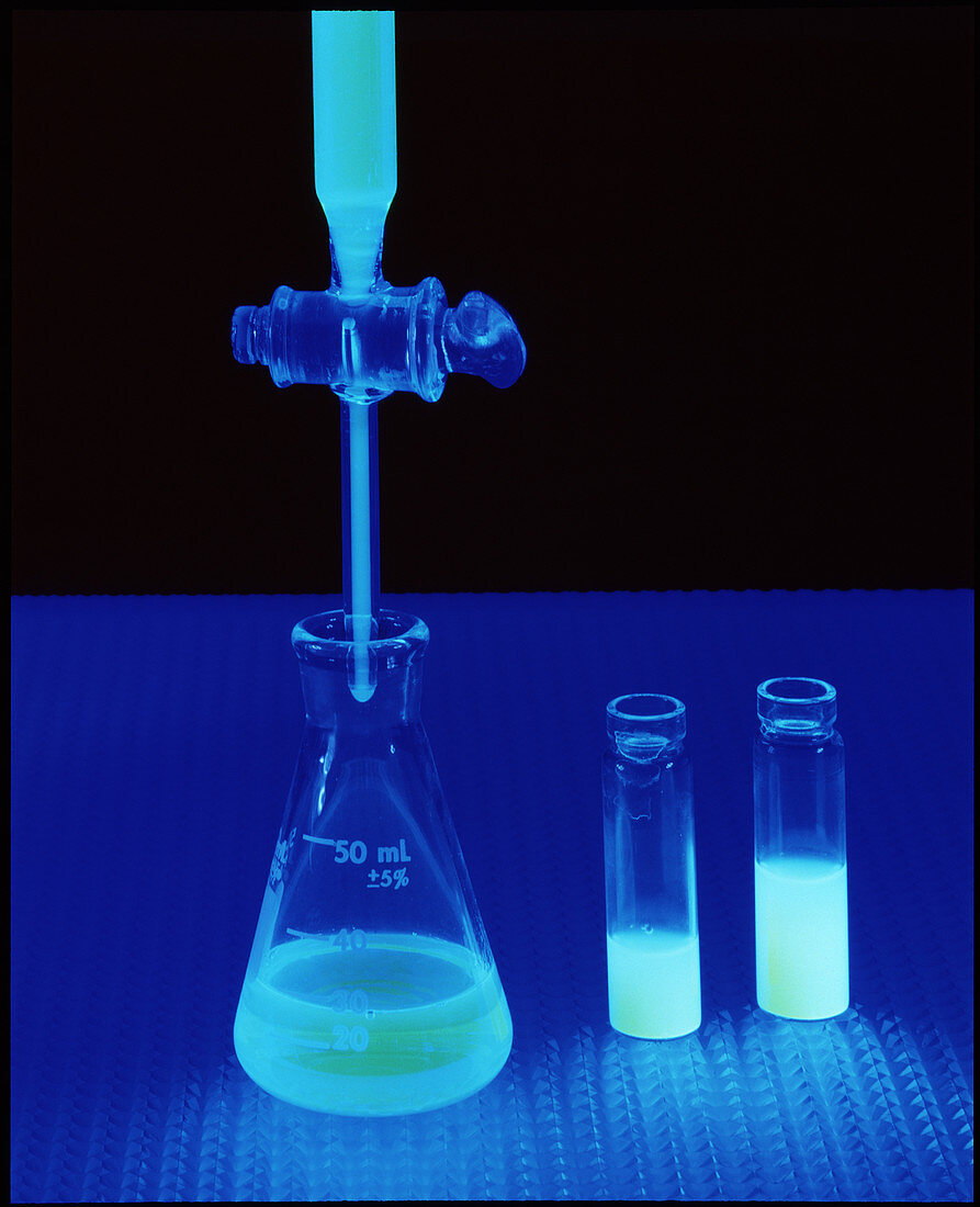 Glassware containing a fluorescent pigment