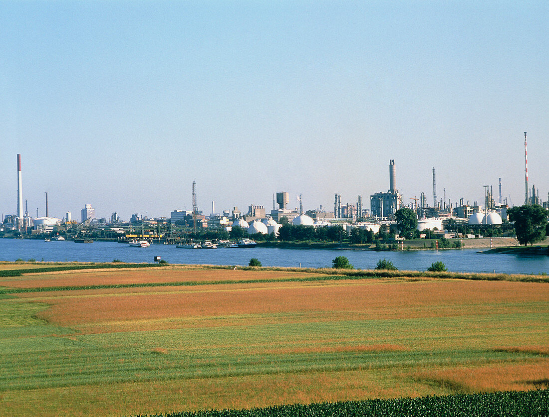 Chemical factories beside a river