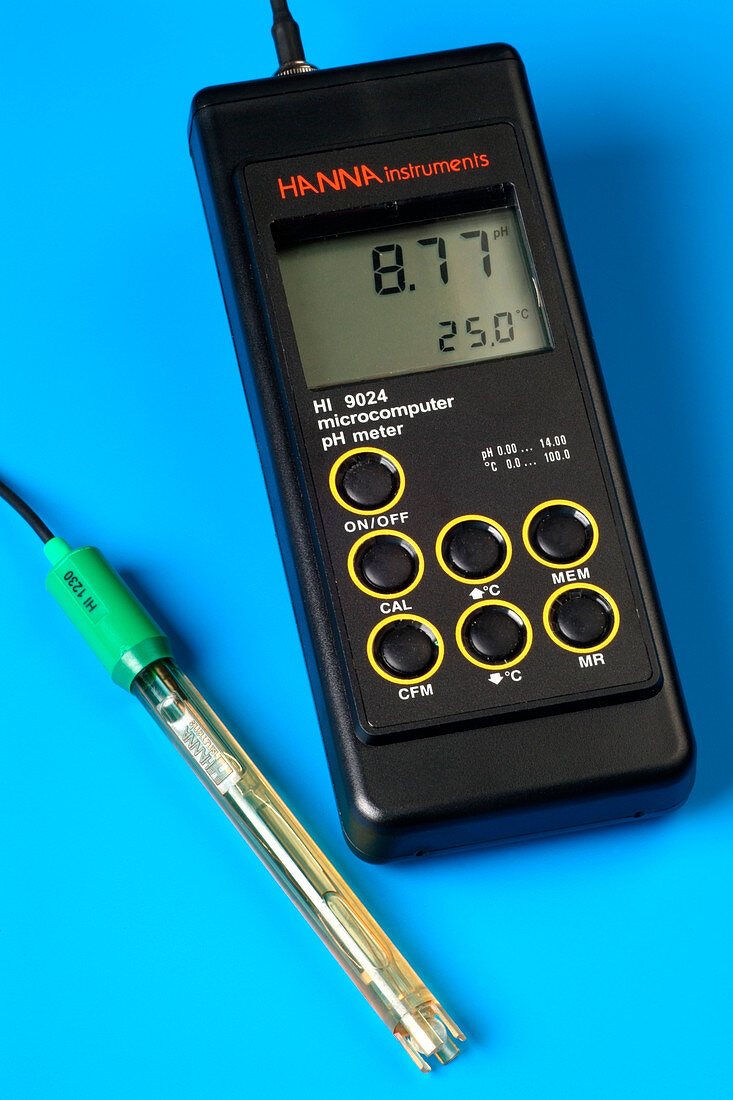pH meter and temperature sensor
