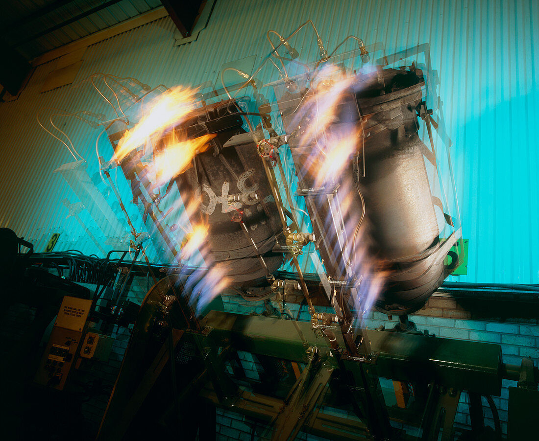 Time exposure of a machine that makes plastic bins