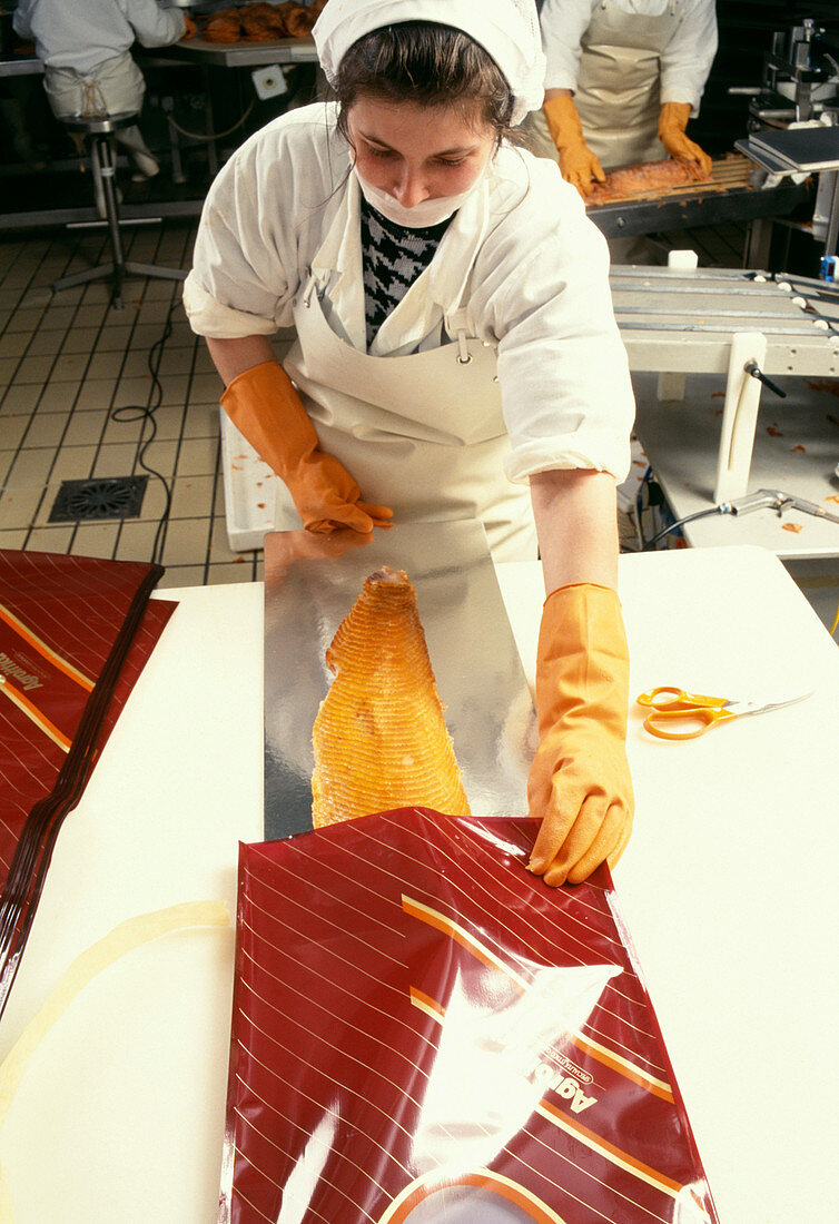 Fish being packaged