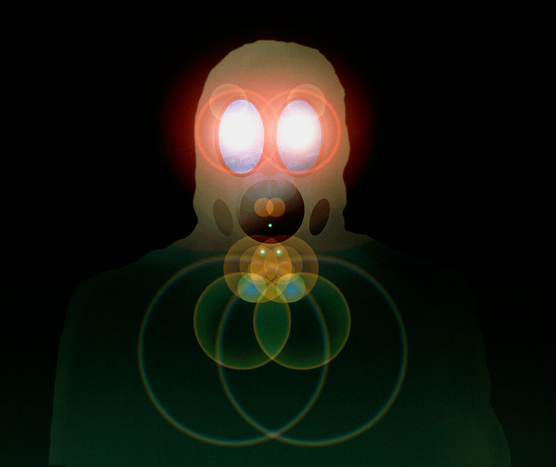 Computer artwork of a figure wearing a gas mask
