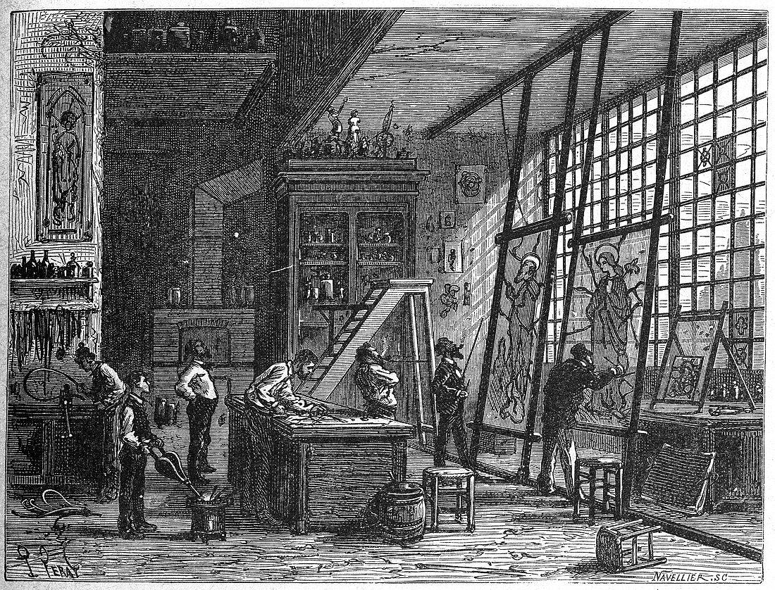Stained glass workshop,19th century