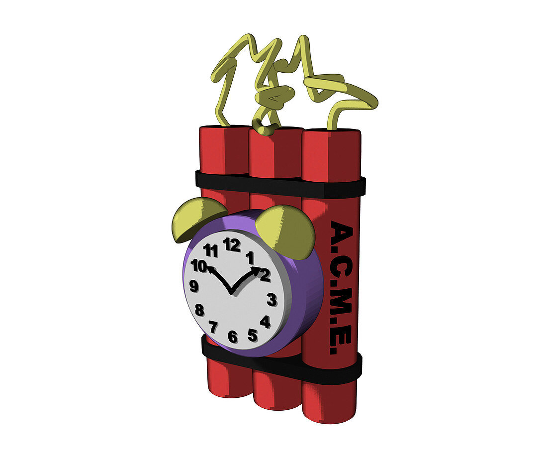 Time bomb with timer,cartoon