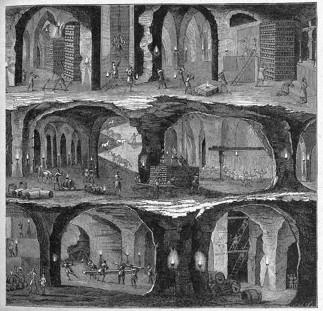 Underground salt mine,19th century