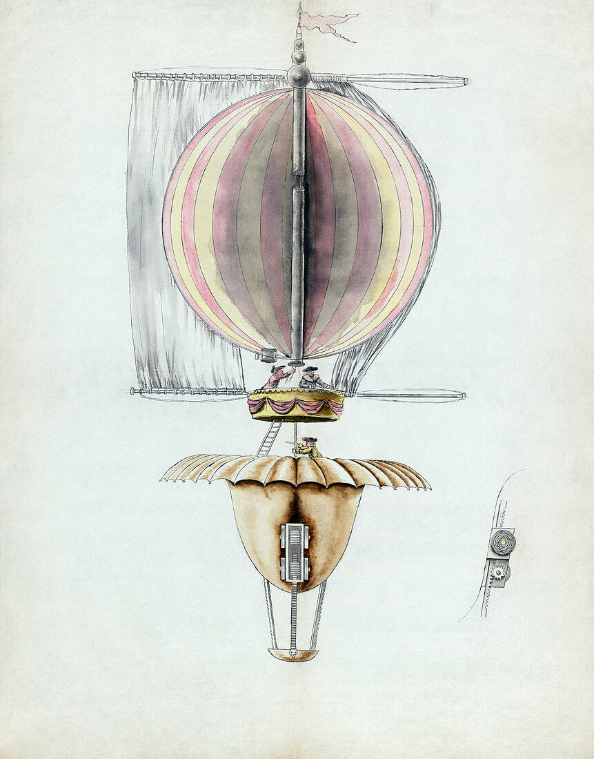 Early hot air balloon design,1783