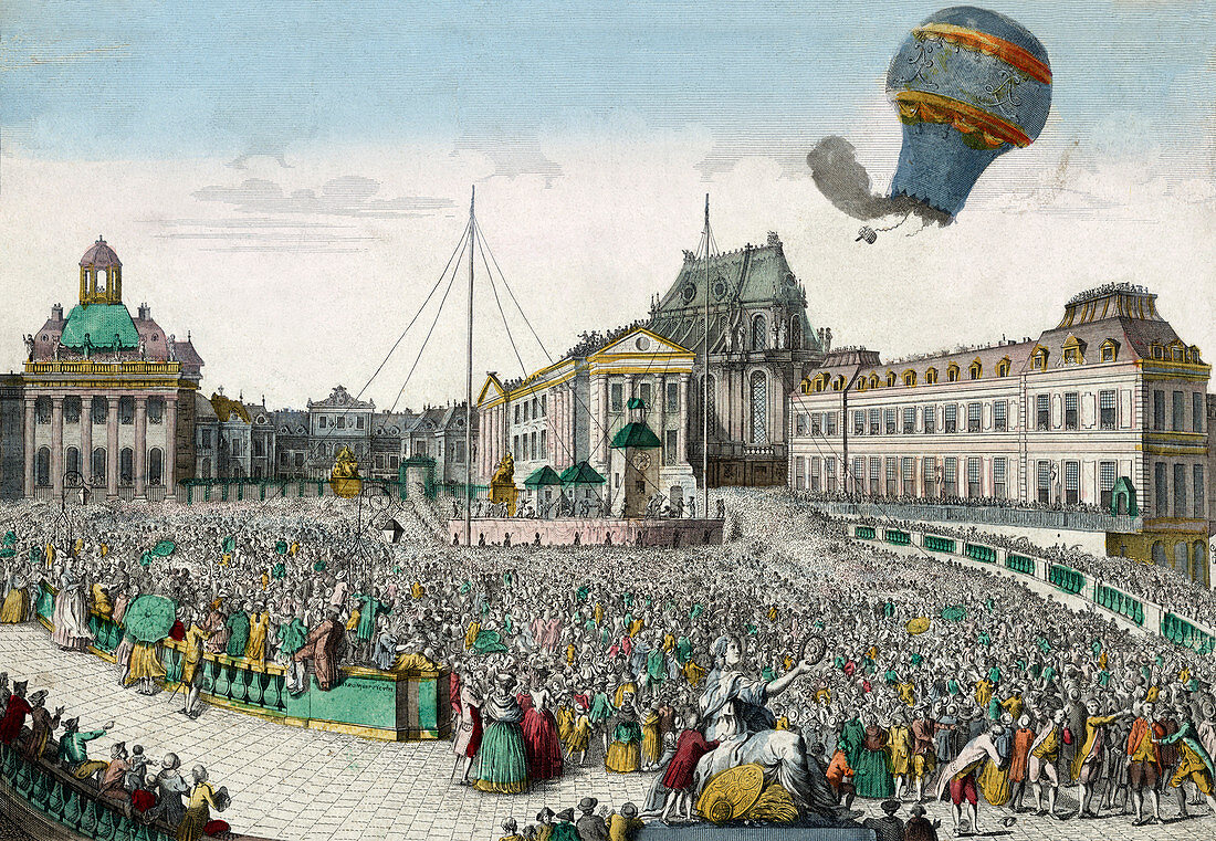 Early hot air balloon flight,1783