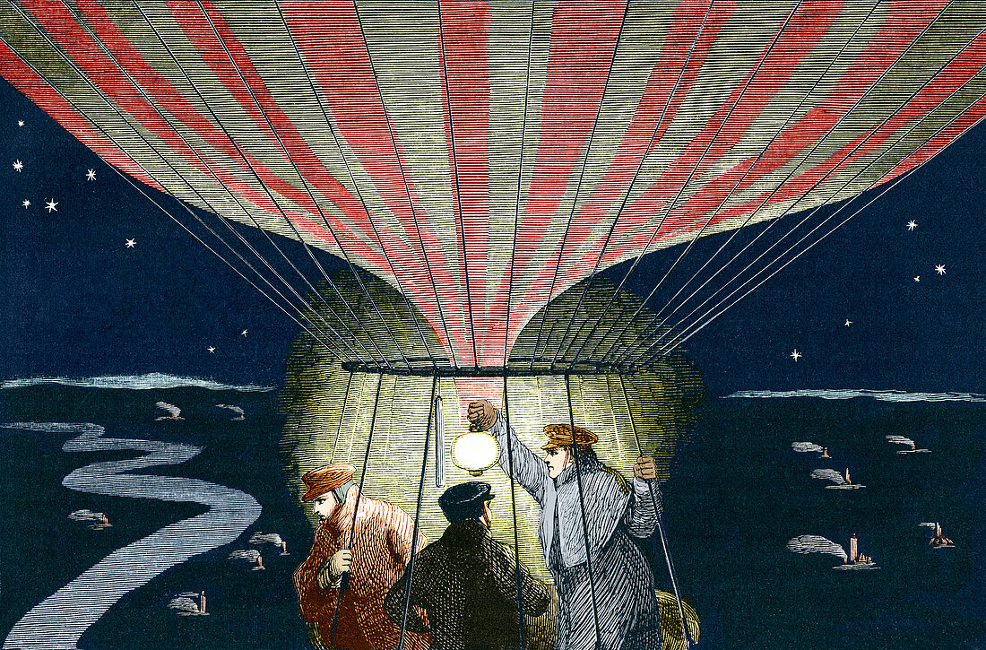 First overnight balloon flight,1836