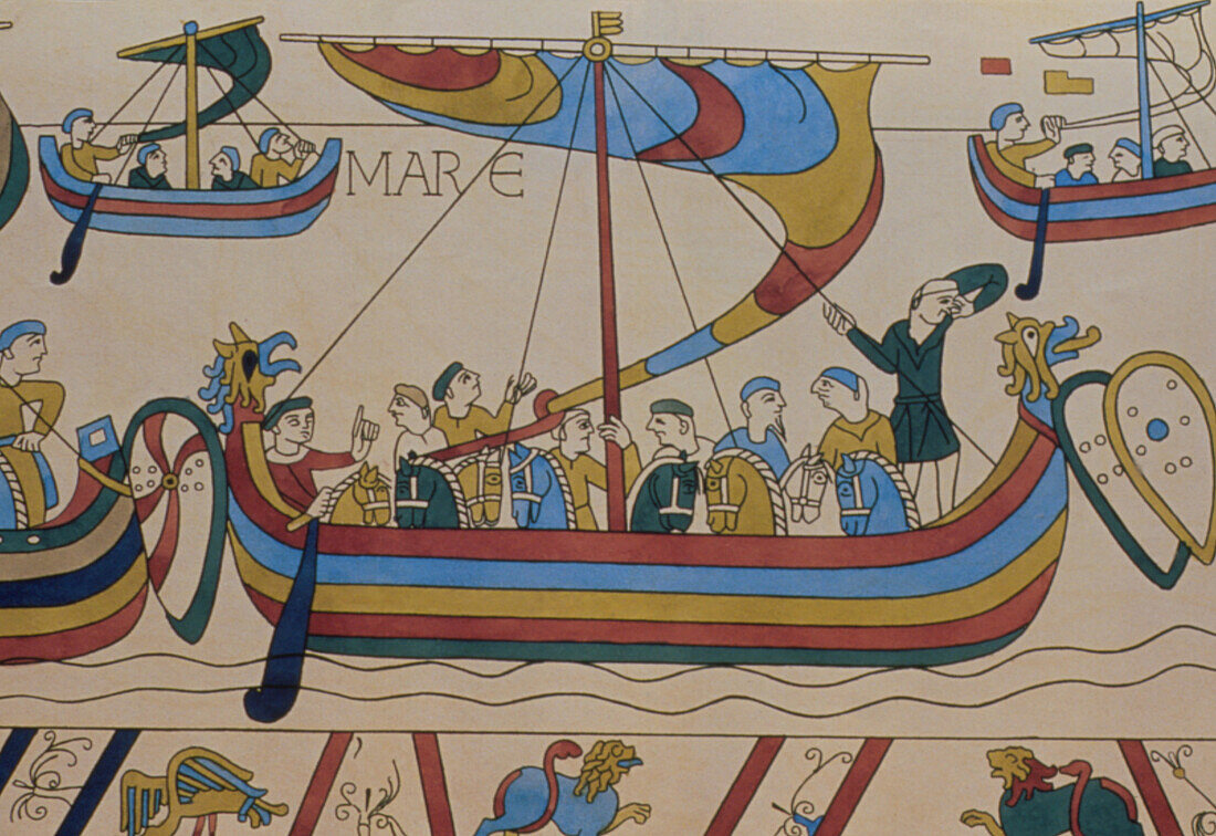 Bayeux Tapestry showing Norman ships in use