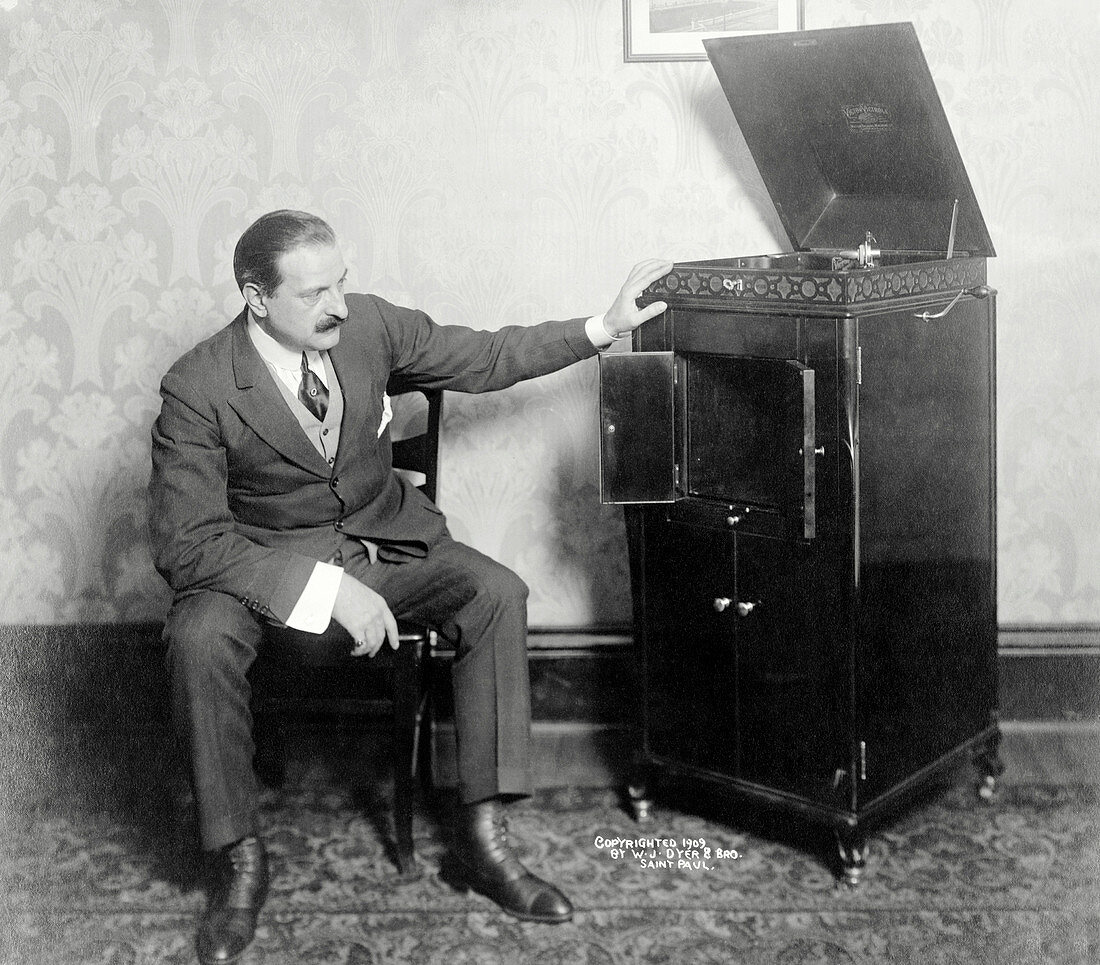 Man with phonograph