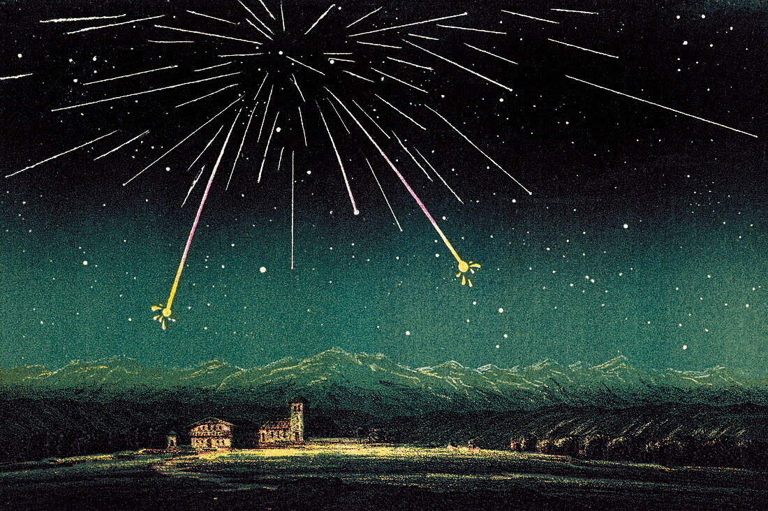 Meteor shower,historical artwork