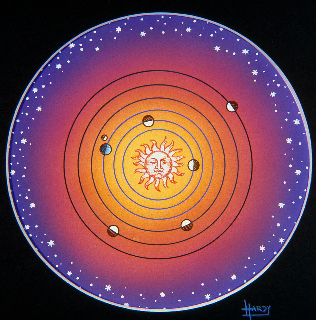 Artwork of the Copernican Solar System