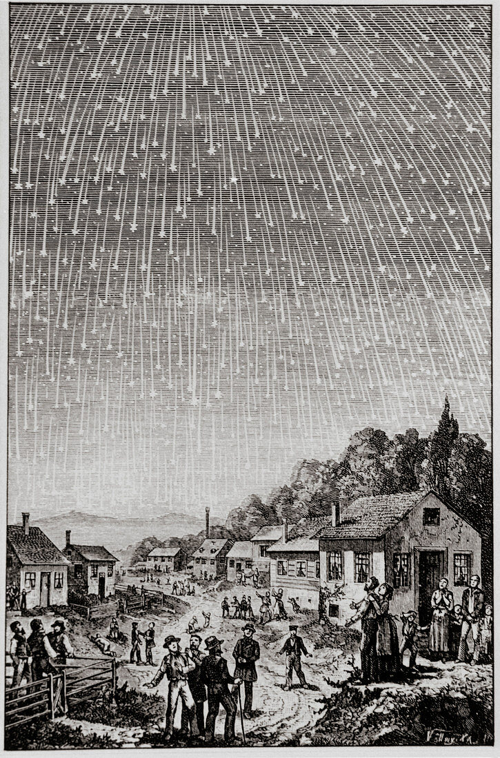 Historical artwork of Leonid meteor shower of 1833