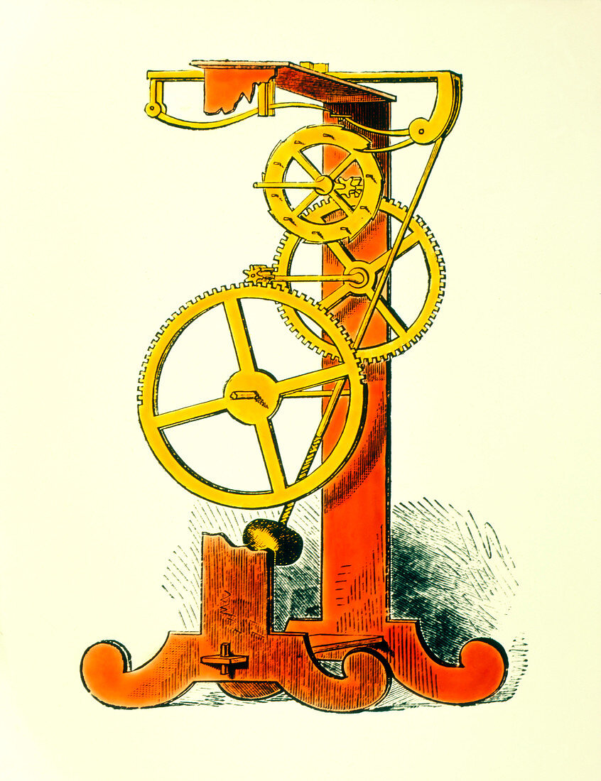 Engraving of Galileo's pendulum clock