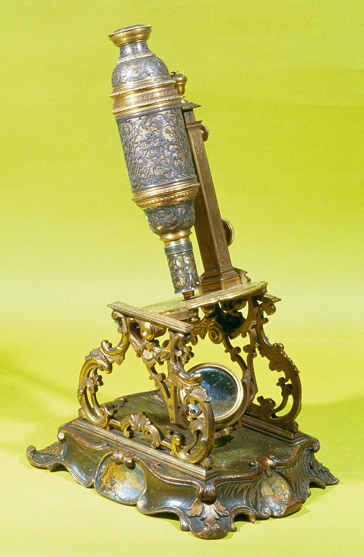 Historical brass microscope