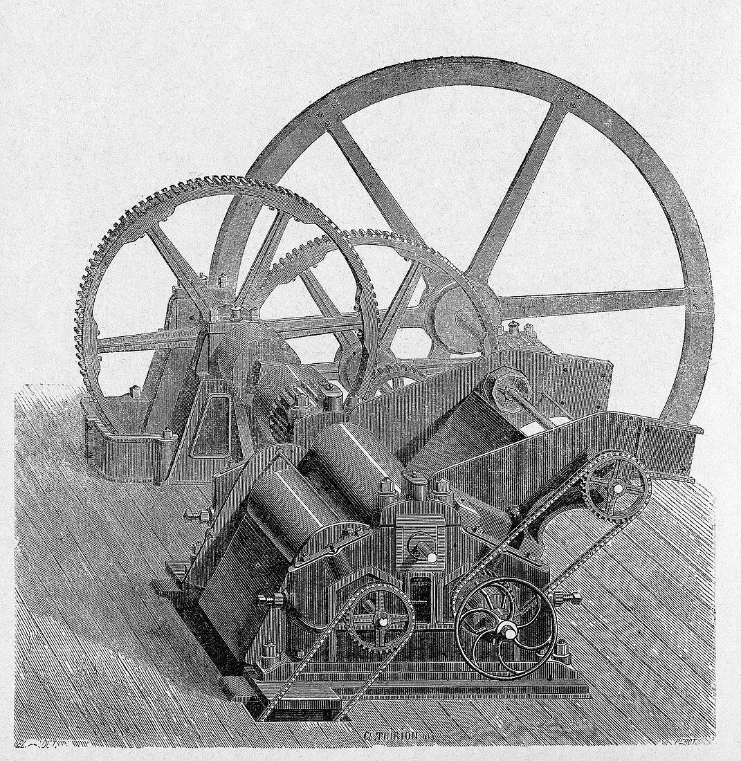 Sugar cane mill mechanism,1880