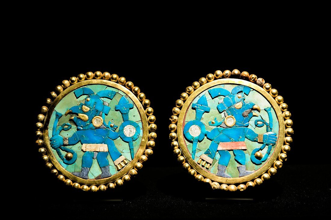 Gold ear ornaments,Moche Florescent