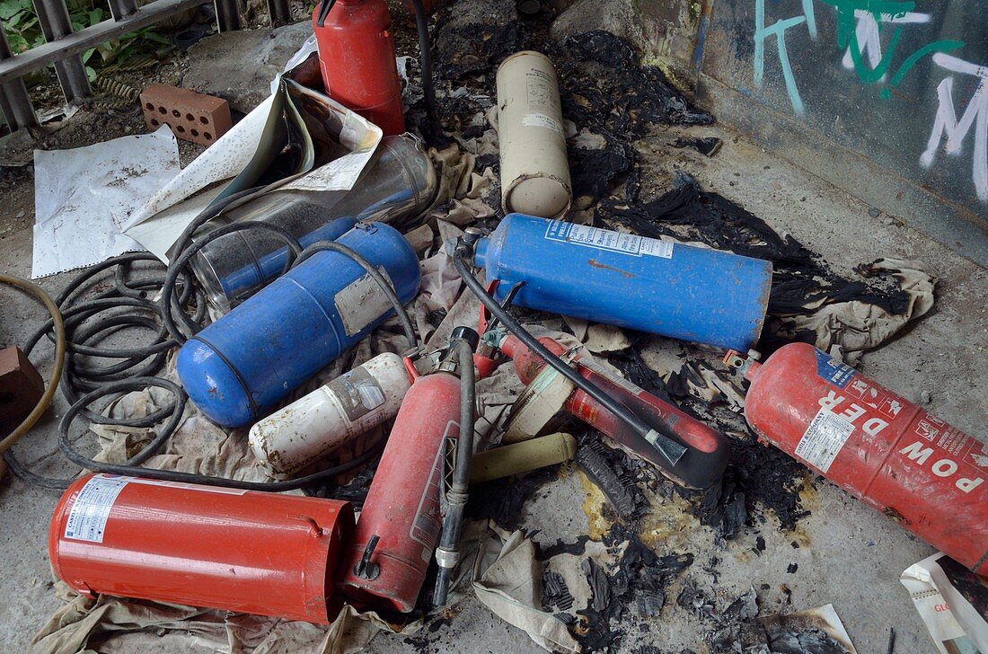Dumped gas cylinders