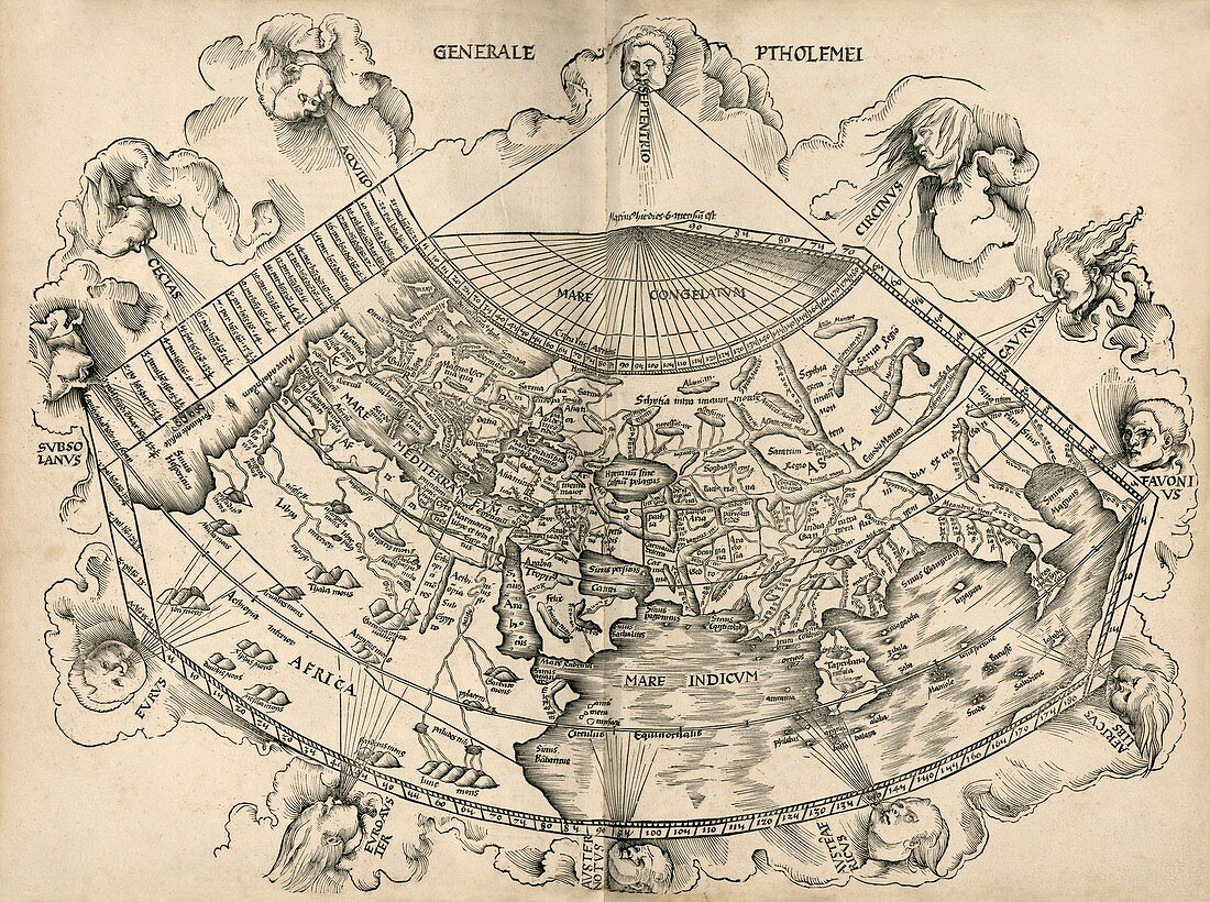 Ptolemy's world map,16th century