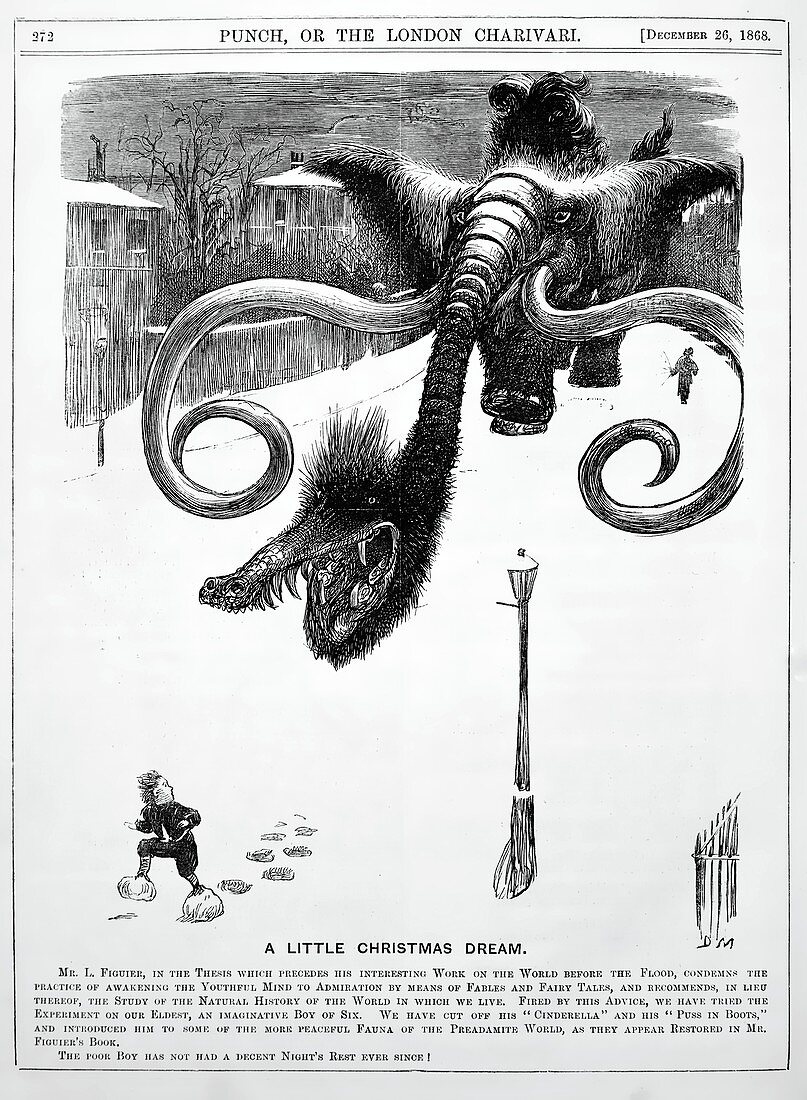 1868 Punch cartoon of mammoth nightmare