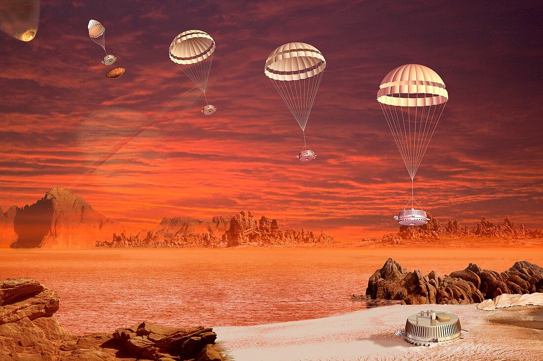 Huygens probe landing on Titan,artwork