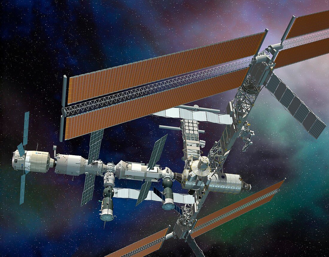 ATV docked to the ISS,artwork