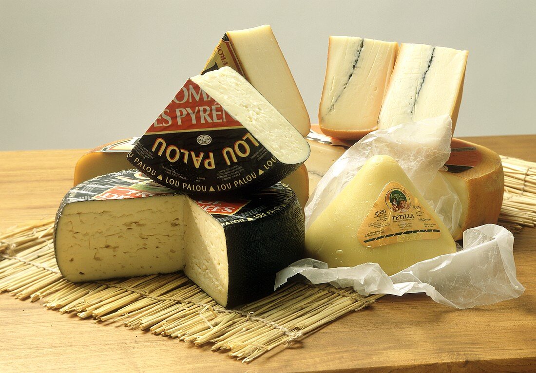 Stillleben mit Käse aus verschiedenen Ländern