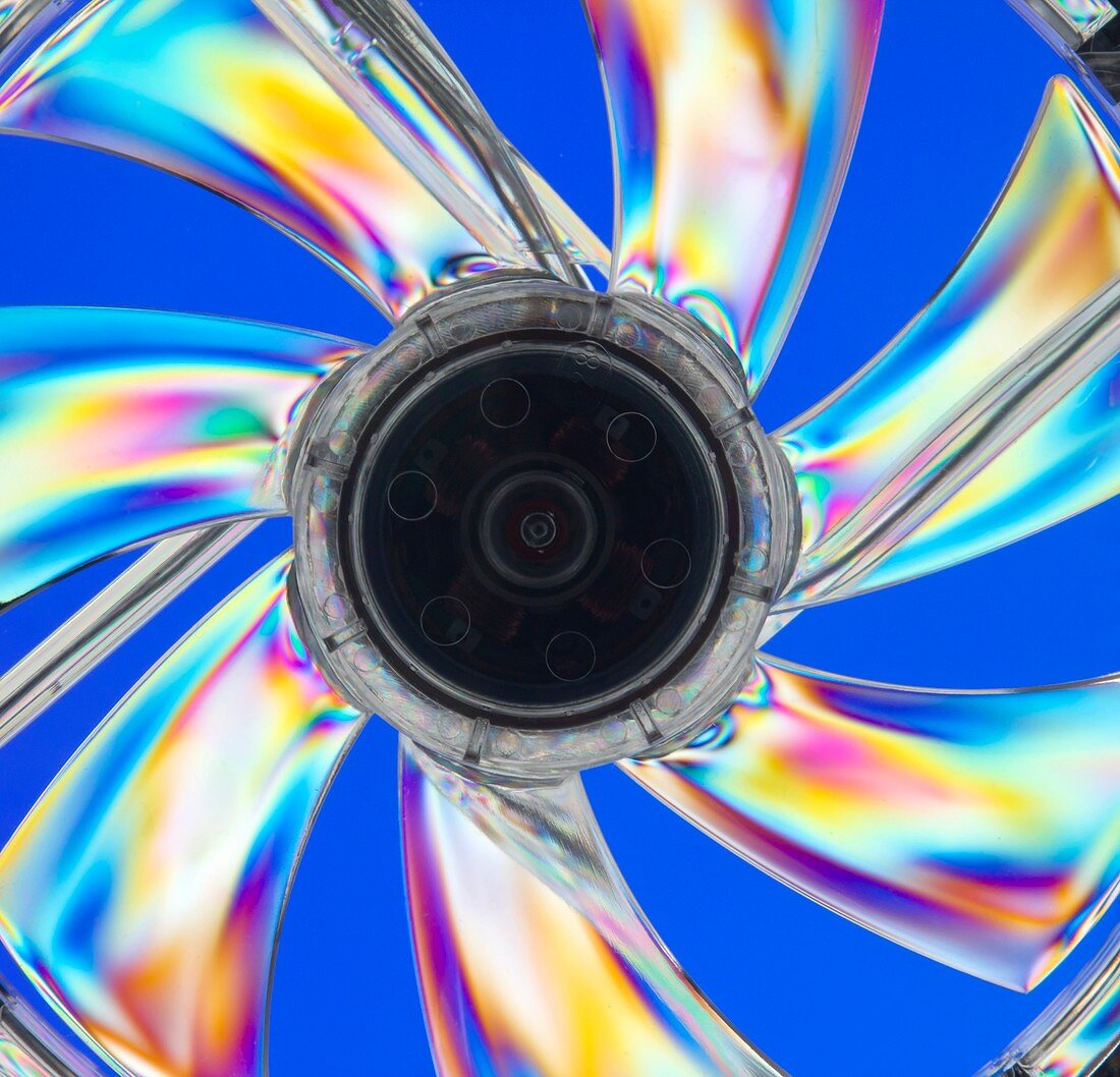 Photoelastic stress of a cooling fan
