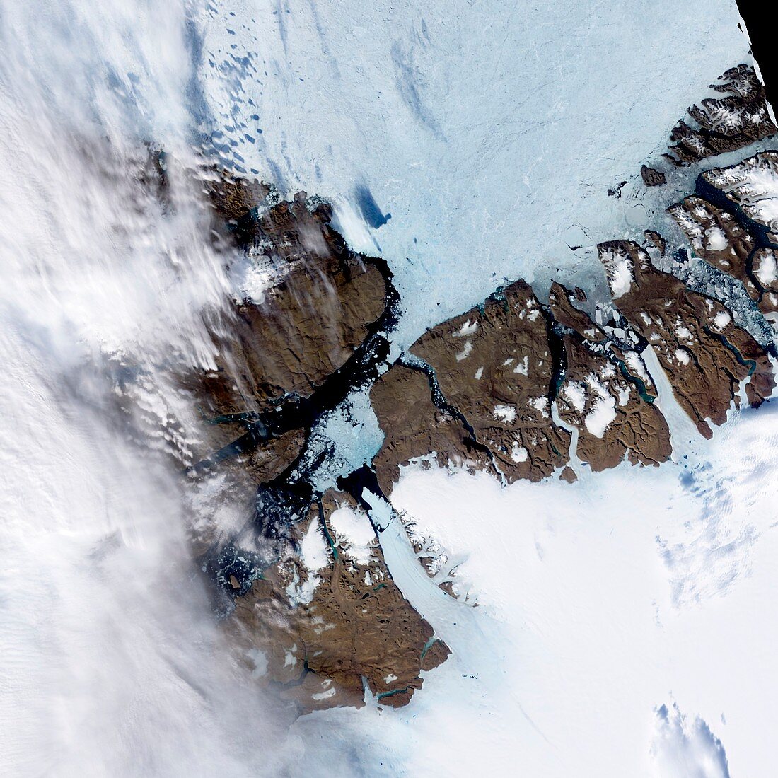 Petermann Glacier calving satellite image