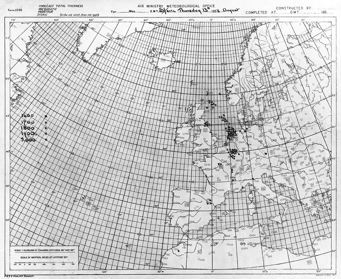 Thunderstorm detection chart,1953
