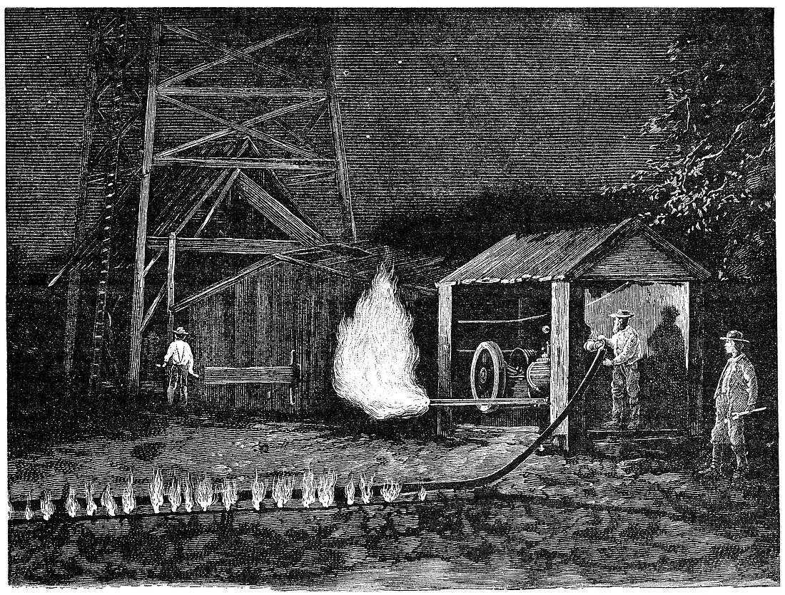 Natural gas well,19th century