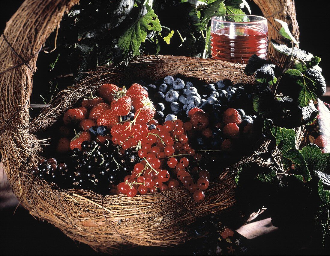 Large Basket Full of Mixed Berries