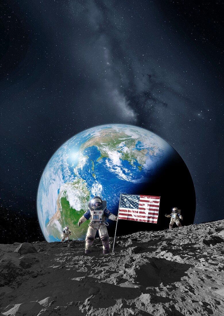 Americans on the moon,artwork