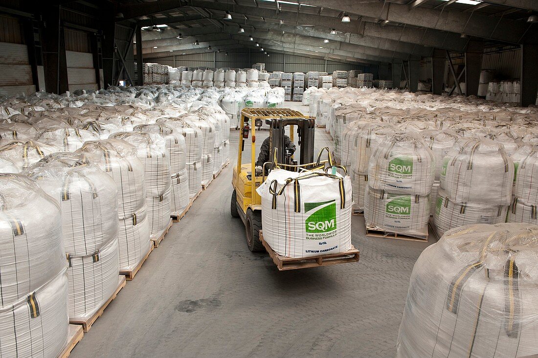 Bags of lithium carbonate