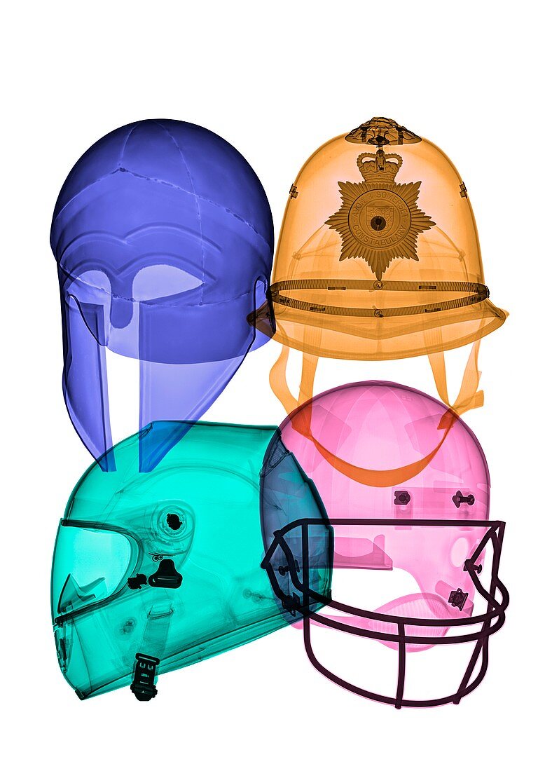 Assorted helmets,X-ray