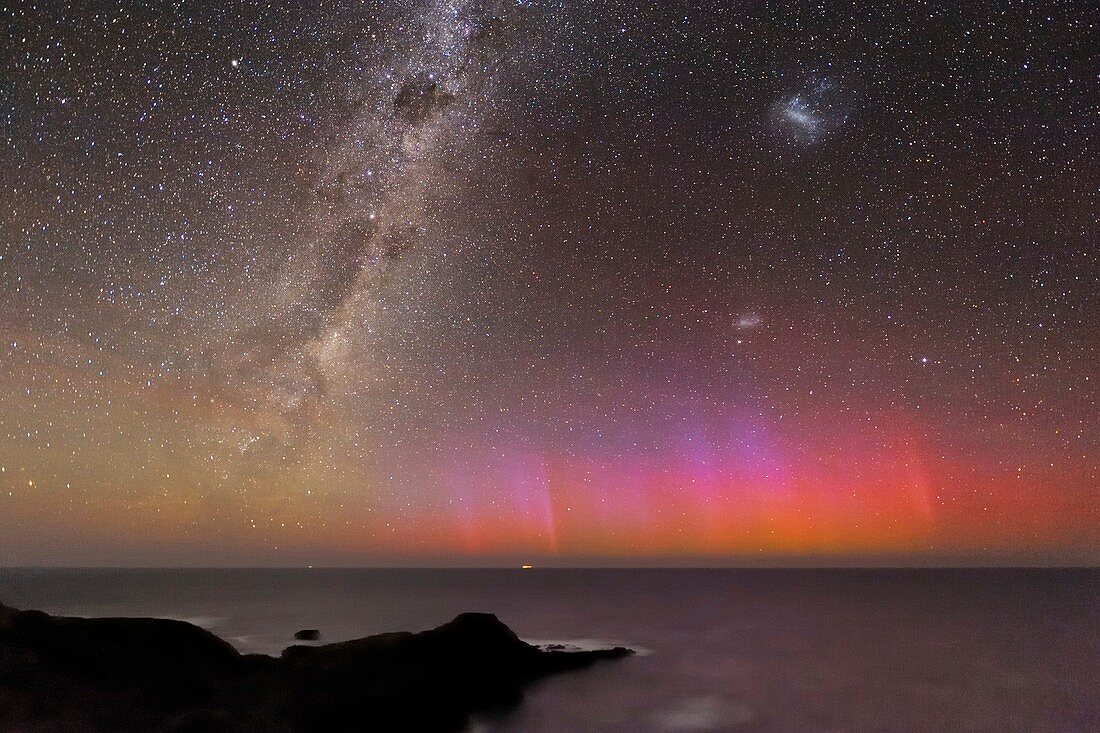 Aurora australis and Milky Way