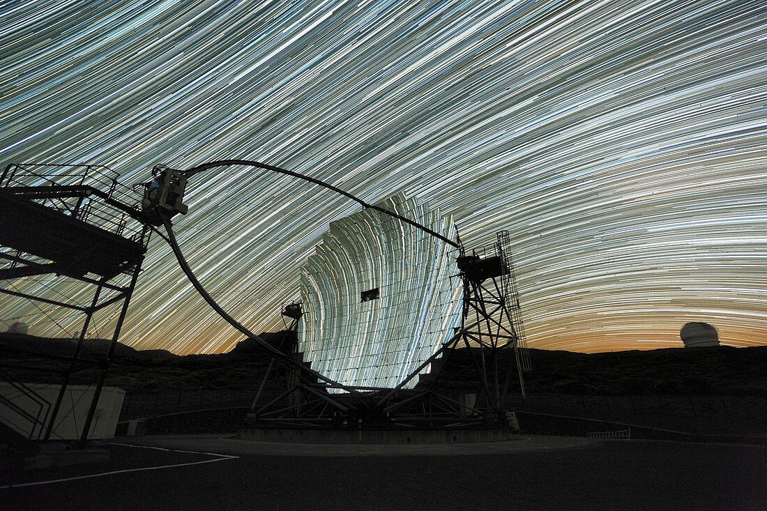 MAGIC telescope and star trails