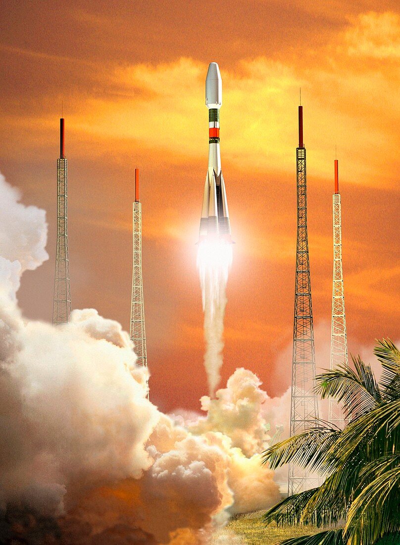 Soyuz-2 rocket launch,artwork