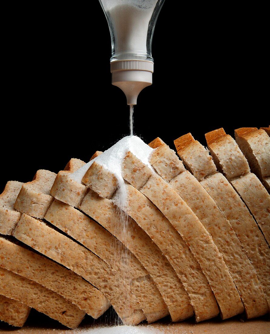 Salt content in bread,conceptual image
