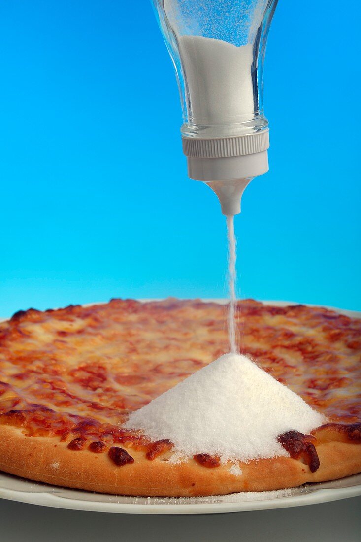 Salt content in pizza,conceptual image