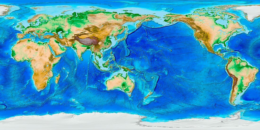 Global topography,ETOPO1 model