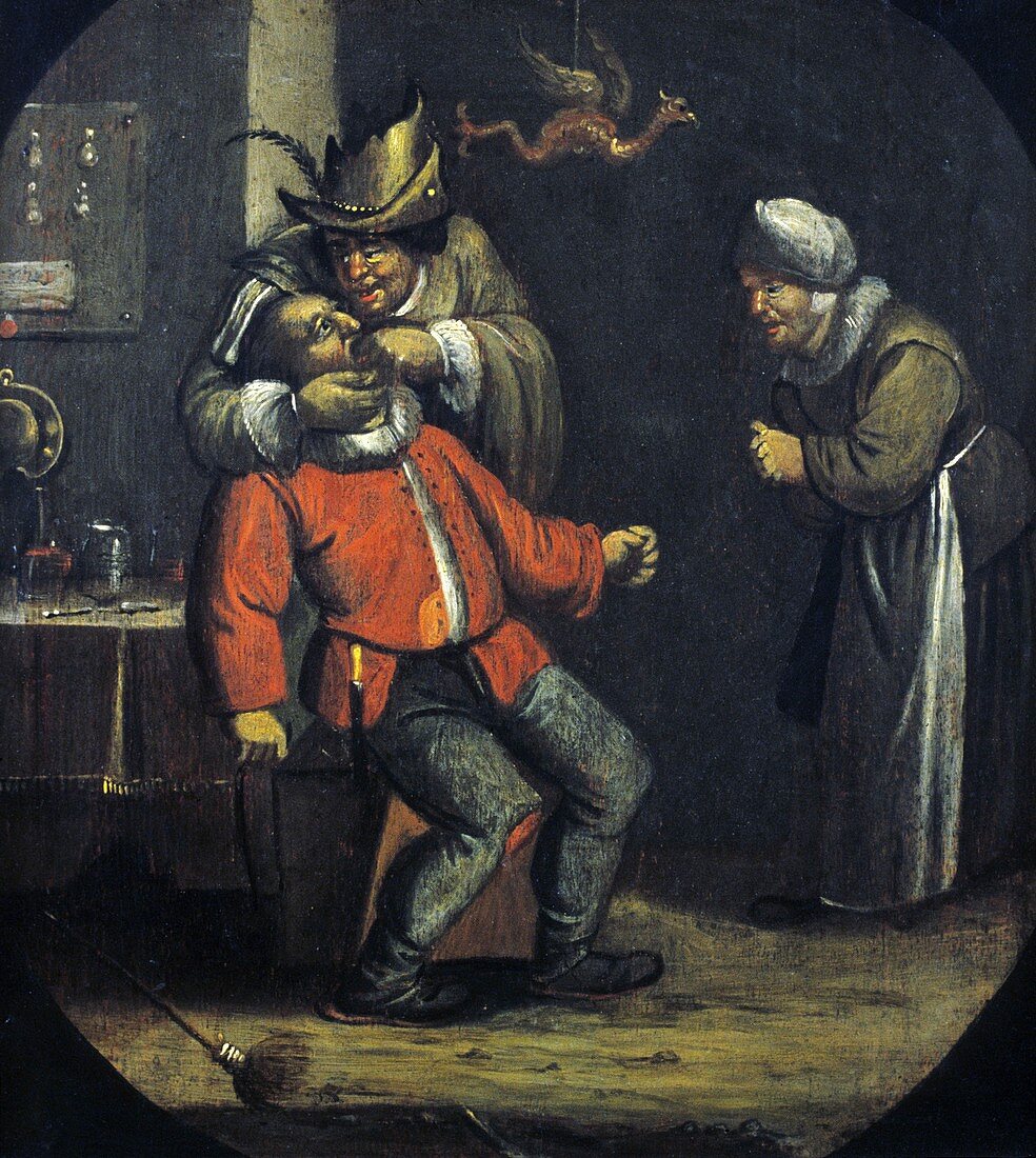 Dentist pulling a tooth,18th century