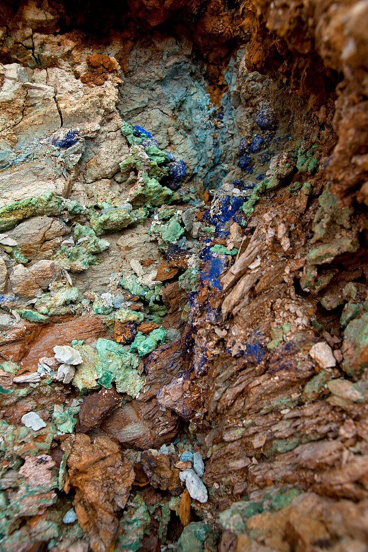 Azurite and malachite deposits