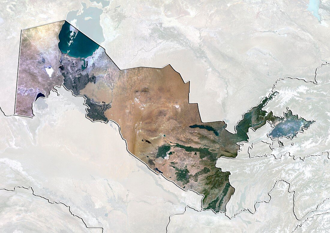 Uzbekistan,satellite image