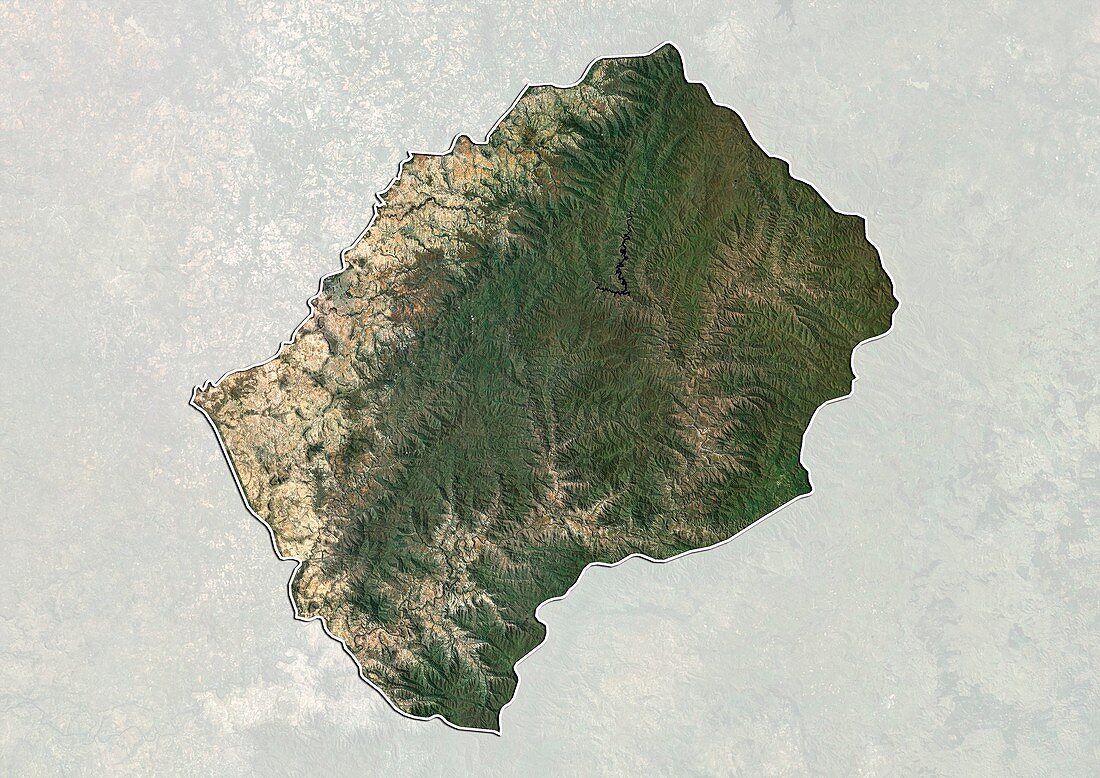 Lesotho,satellite image