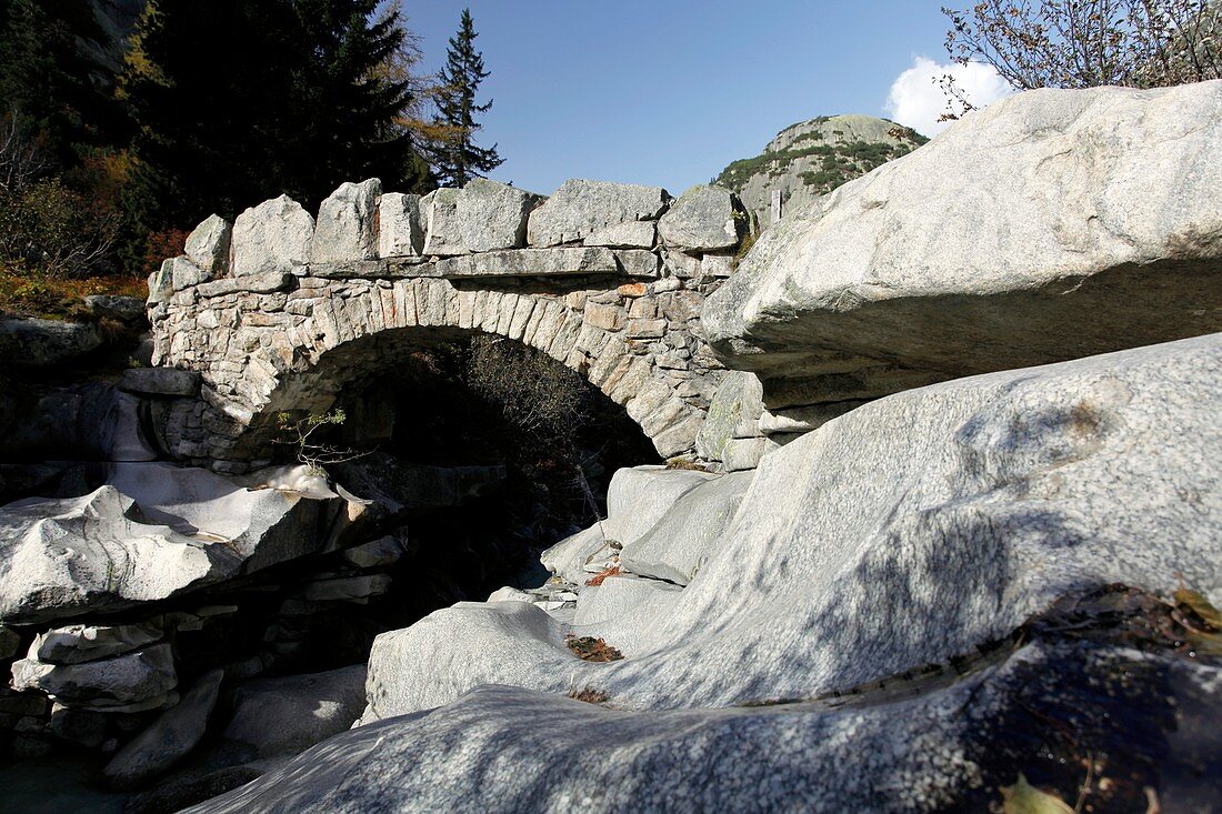 Alpine stone bridge,Switzerland
