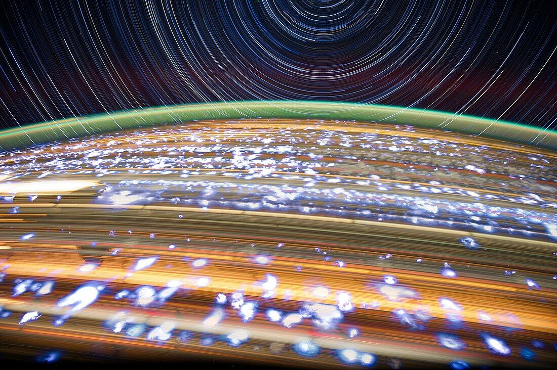 Earth and star trails,from space