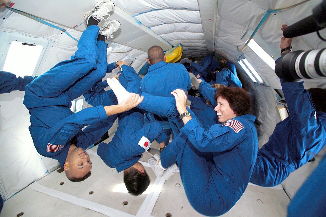 Astronaut students training in free-fall