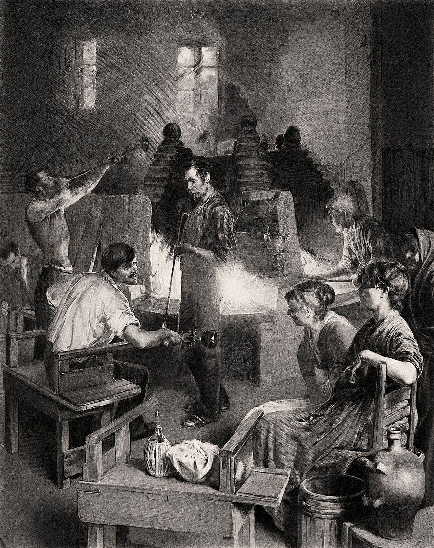 Venetian glass blowers,19th century