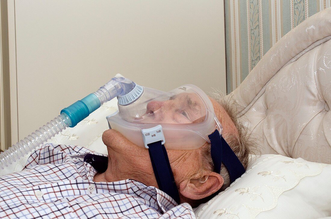 Man on home ventilator
